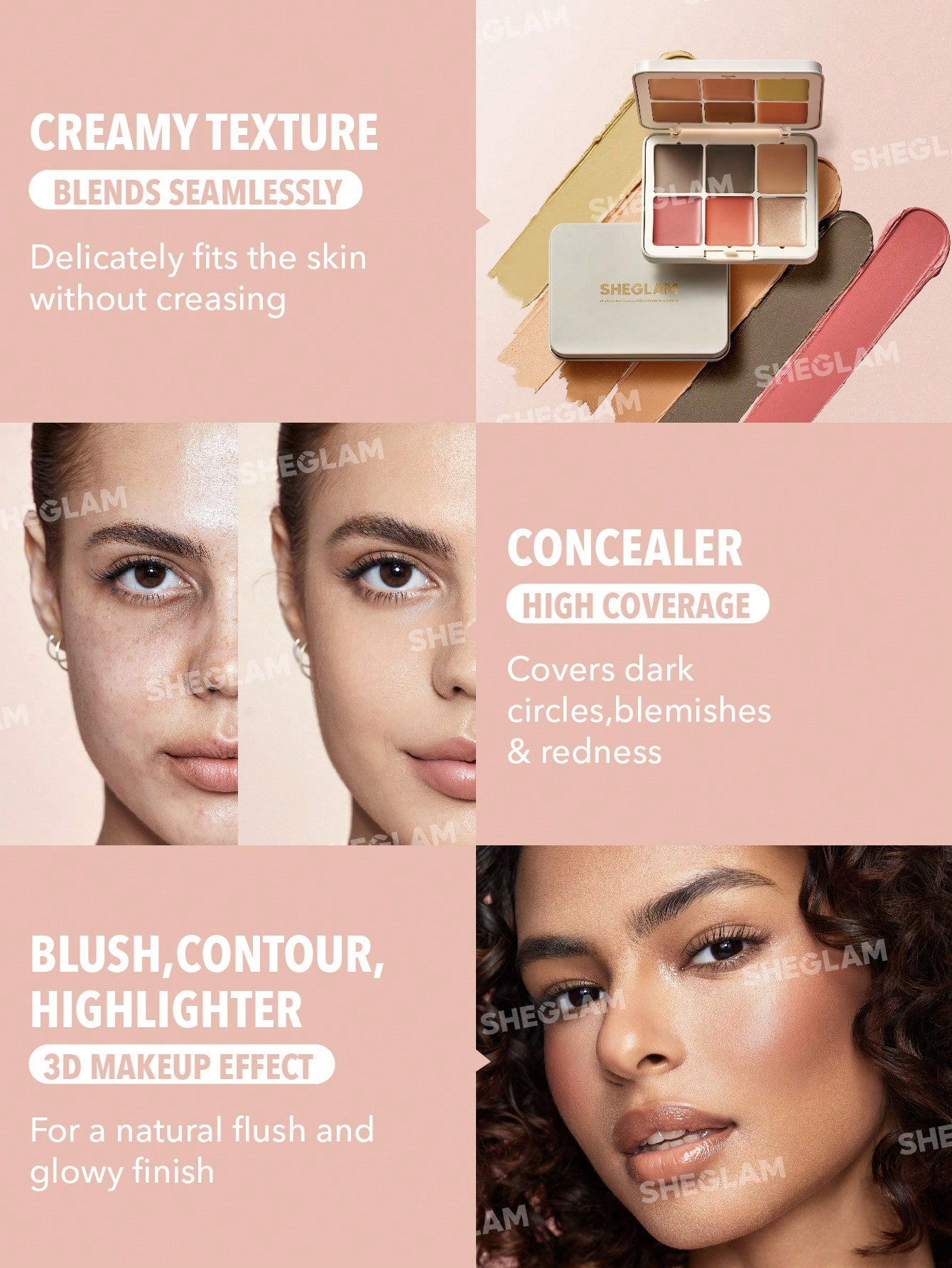پالت کانتور و رژگونه شیگلم All About That Face Multifunctional Face Palette - Vanilla Sculpt - تصویر 4