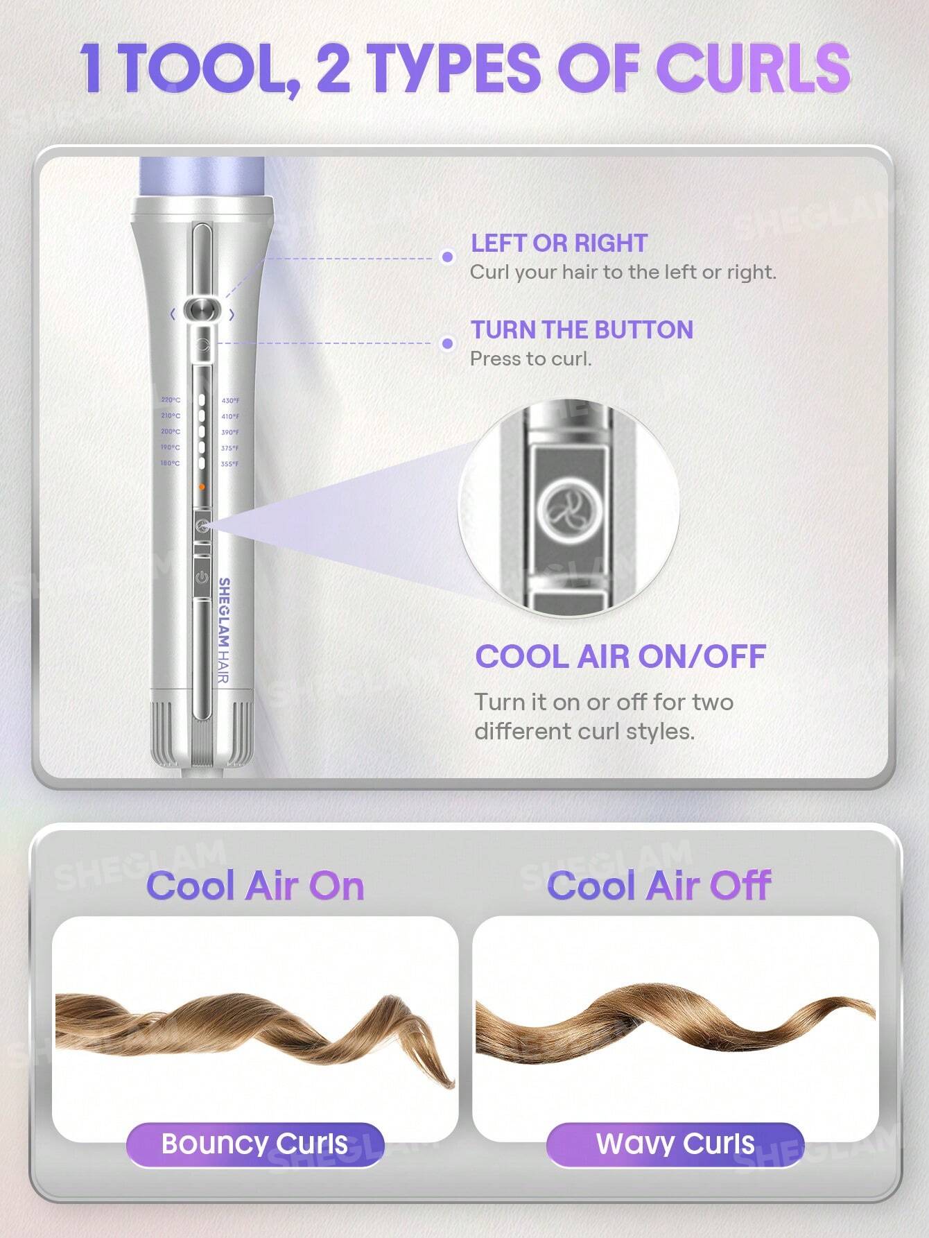 فرکننده اتوماتیک مو SHEGLAM مدل One Touch Airflow Styler Pro 32mm (EU Plug) - تصویر 5