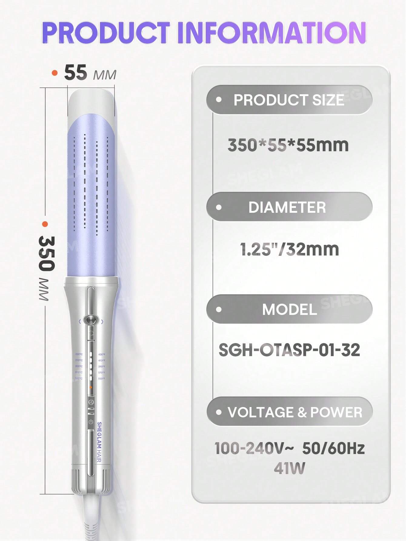 فرکننده اتوماتیک مو SHEGLAM مدل One Touch Airflow Styler Pro 32mm (EU Plug) - تصویر 3