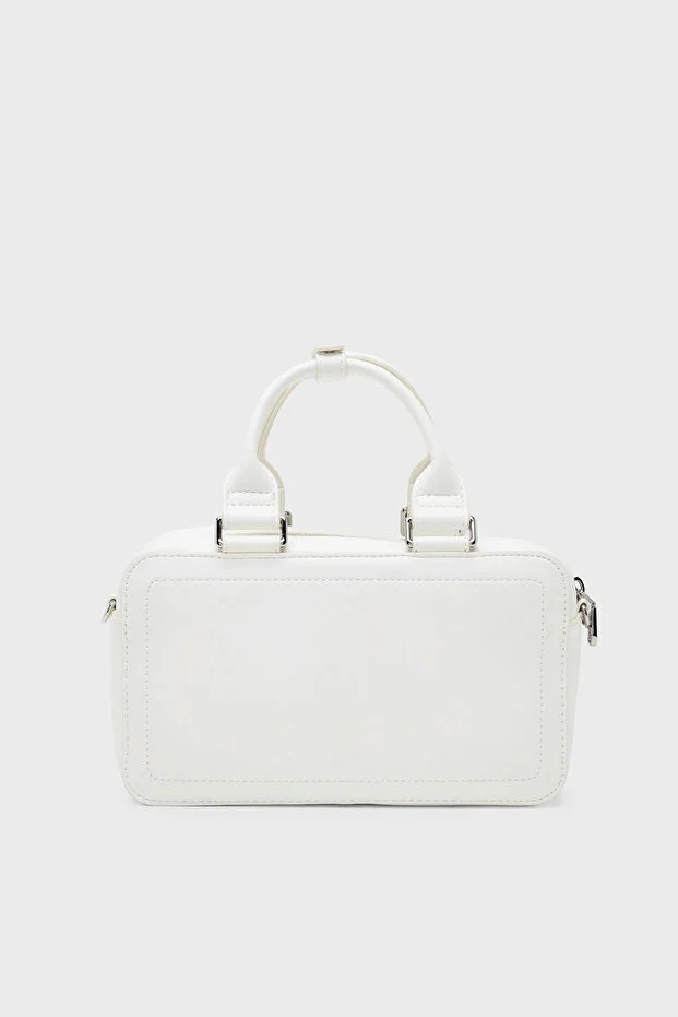 کیف زنانه Calvin Klein لوگودار با بند قابل تنظیم و جداشونده سفید - تصویر 3