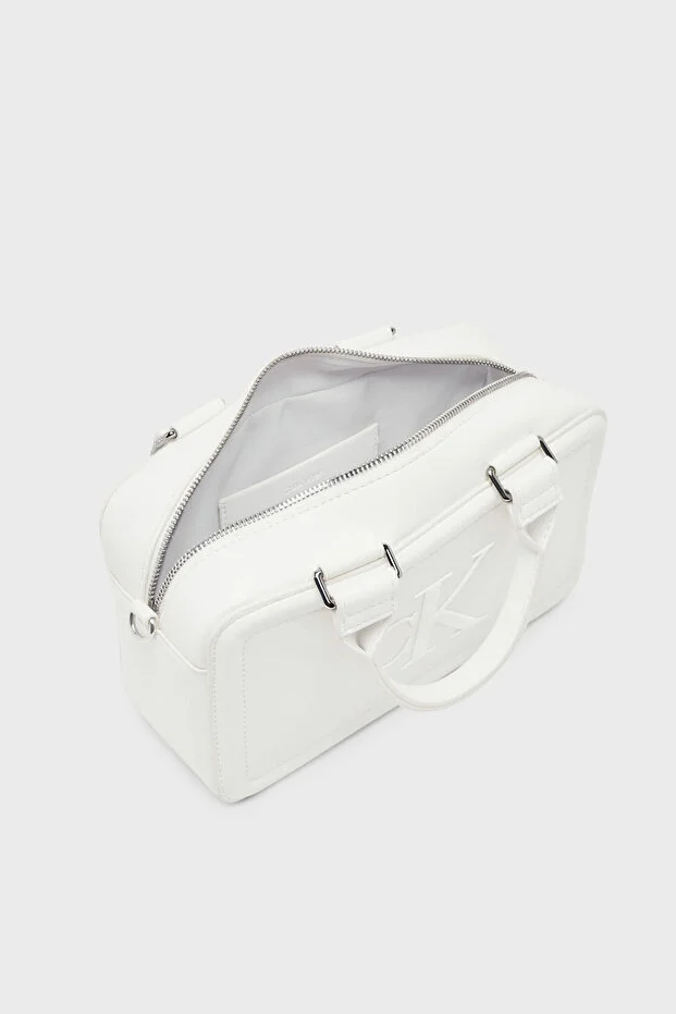 کیف زنانه Calvin Klein لوگودار با بند قابل تنظیم و جداشونده سفید - تصویر 4