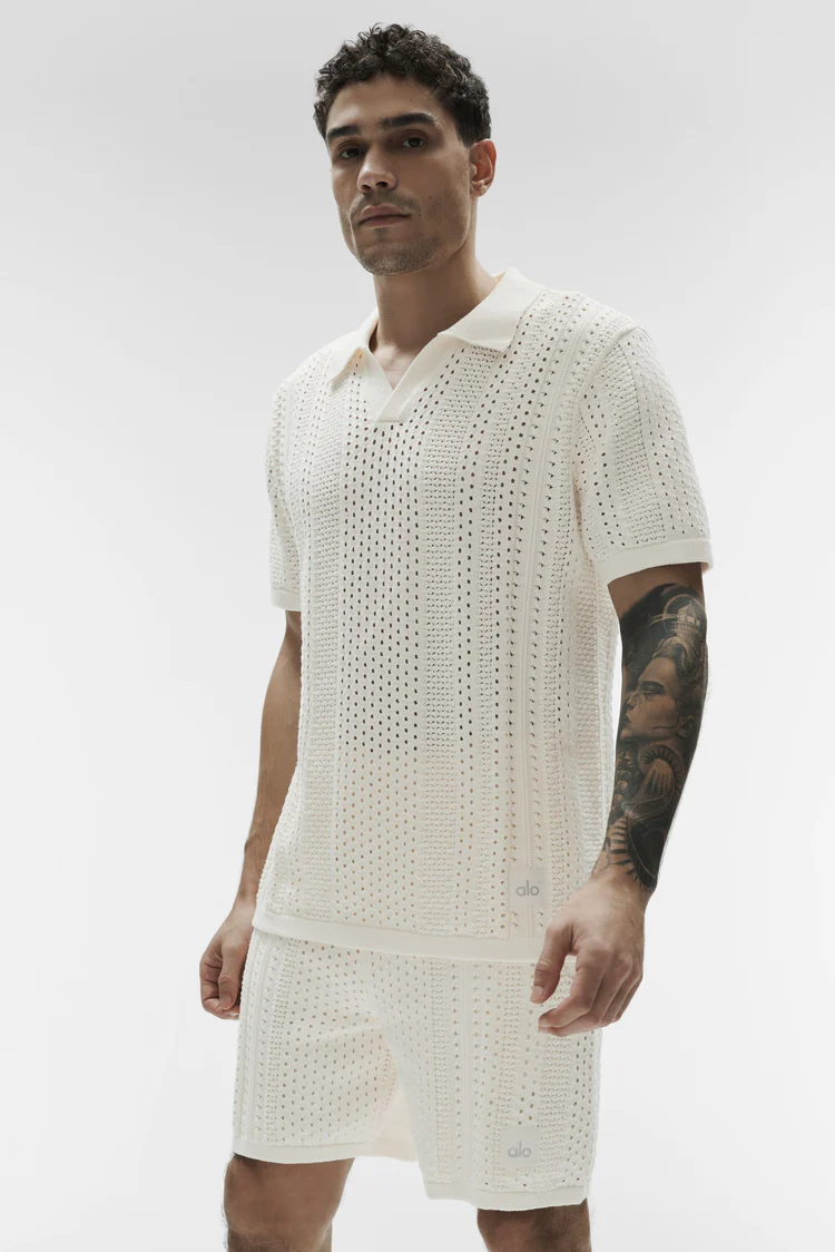 پولوشرت بافت مردانه ALO Coastline Knit Short Sleeve Polo - تصویر 2