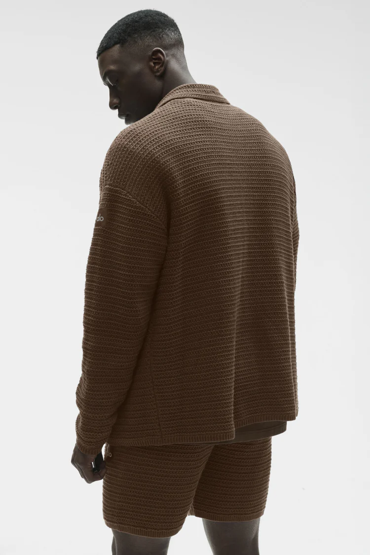 پیراهن بافت آستین بلند مردانه ALO Shift Knit Button Up - تصویر 4