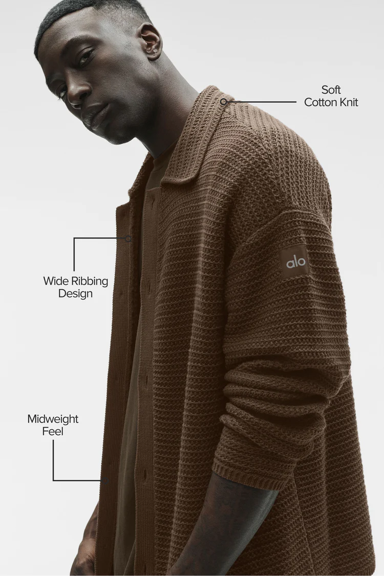 پیراهن بافت آستین بلند مردانه ALO Shift Knit Button Up - تصویر 5