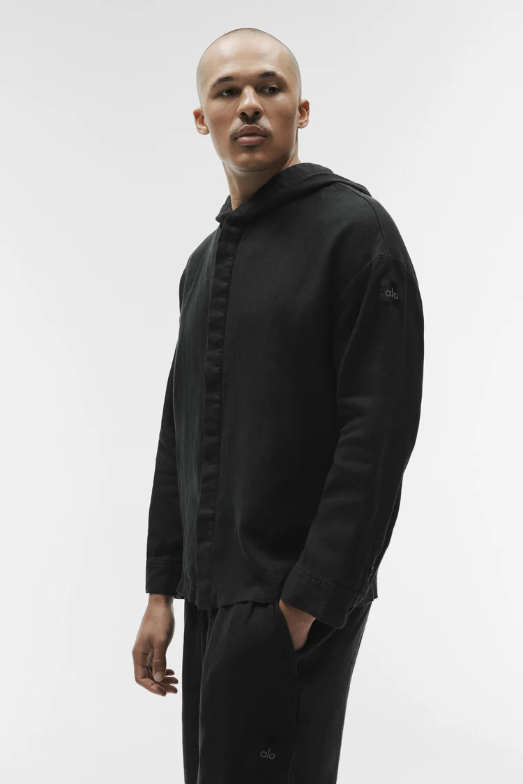 هودی لینن مردانه ALO Linen Days Button Up Hoodie - تصویر 3
