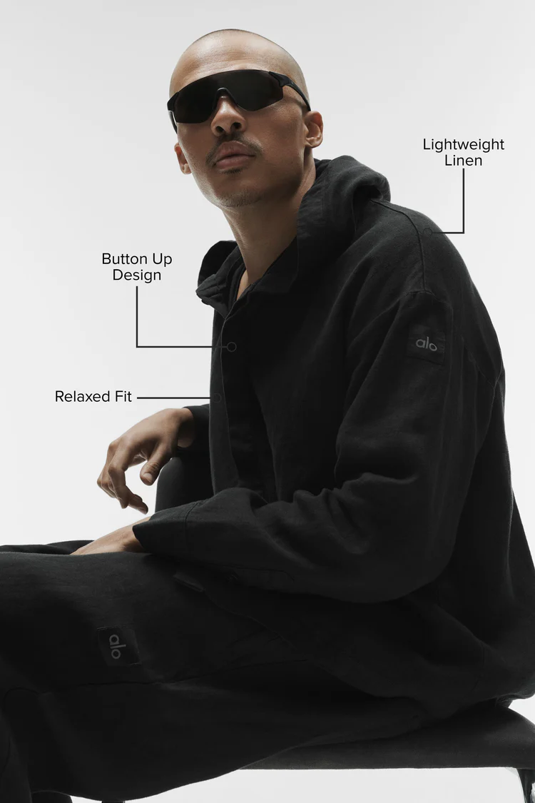 هودی لینن مردانه ALO Linen Days Button Up Hoodie - تصویر 6