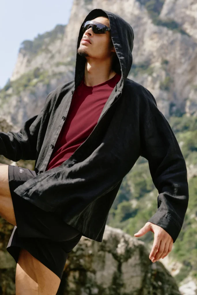 هودی لینن مردانه ALO Linen Days Button Up Hoodie