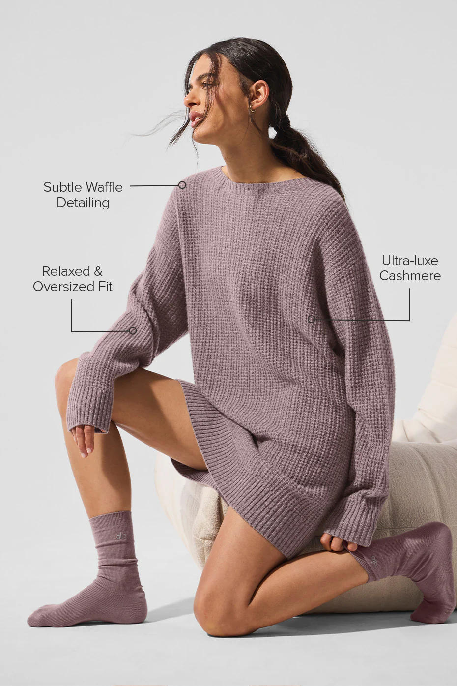 پیراهن کشمیر زنانه ALO Cashmere Plush Waffle Dress - تصویر 4
