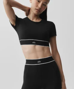 Alternative view of نیم‌تنه ورزشی زنانه Alo Yoga Softsculpt Amp It Up Short Sleeve Bra