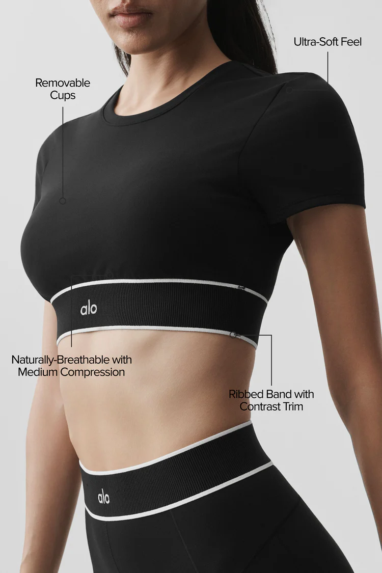 نیمتنه ورزشی زنانه Alo Yoga Softsculpt Amp It Up Short Sleeve Bra - تصویر 4
