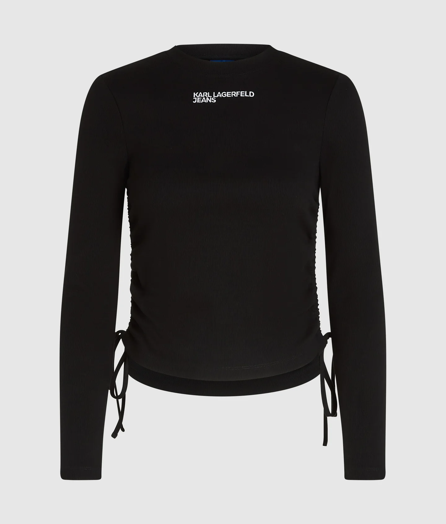 تاپ آستین بلند زنانه کارل لاگرفلد مدل Ruched Ribbed مشکی - تصویر 5