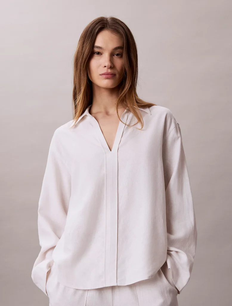 تونیک زنانه Calvin Klein Linen Blend Tunic Shirt