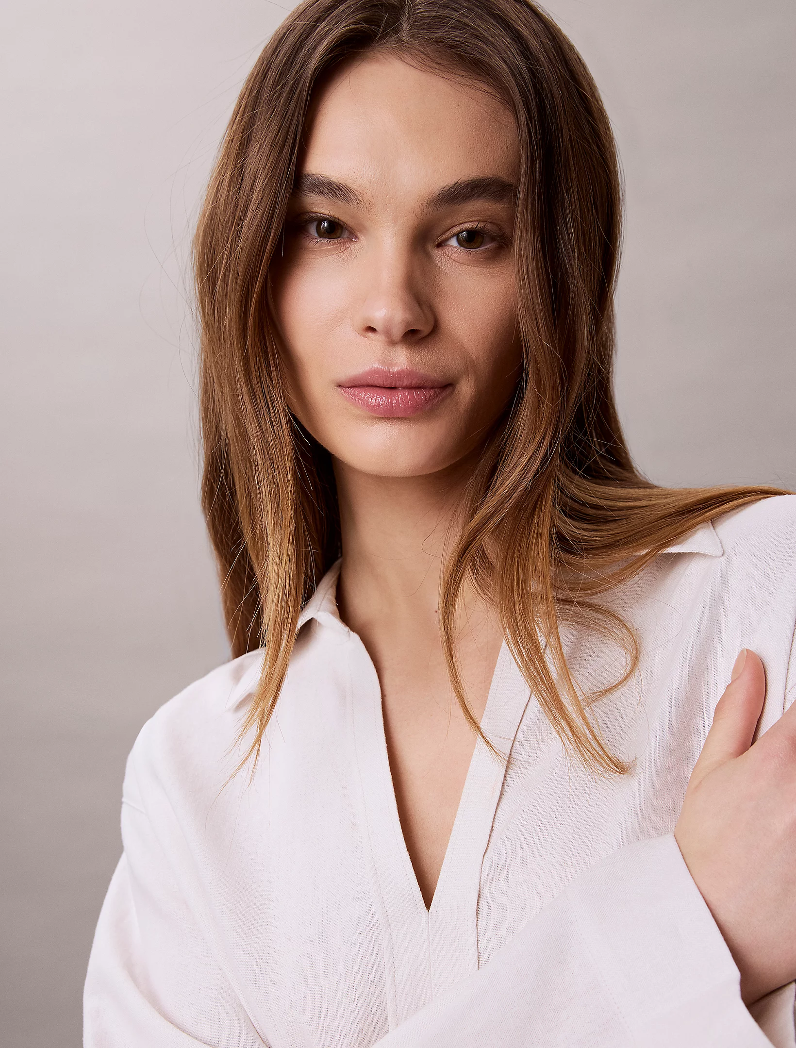 تونیک زنانه Calvin Klein Linen Blend Tunic Shirt - تصویر 3
