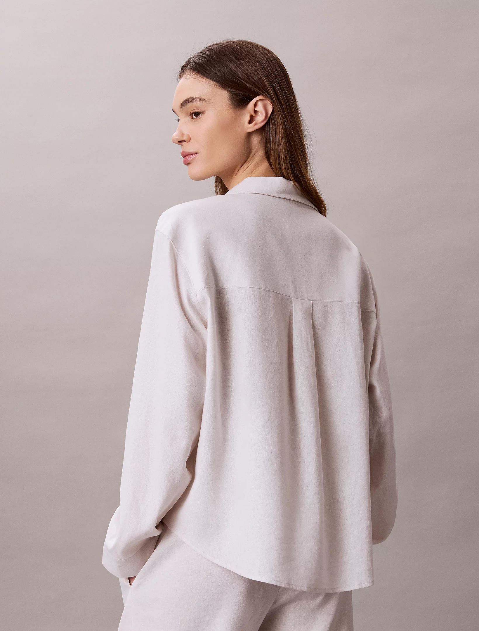 تونیک زنانه Calvin Klein Linen Blend Tunic Shirt - تصویر 4