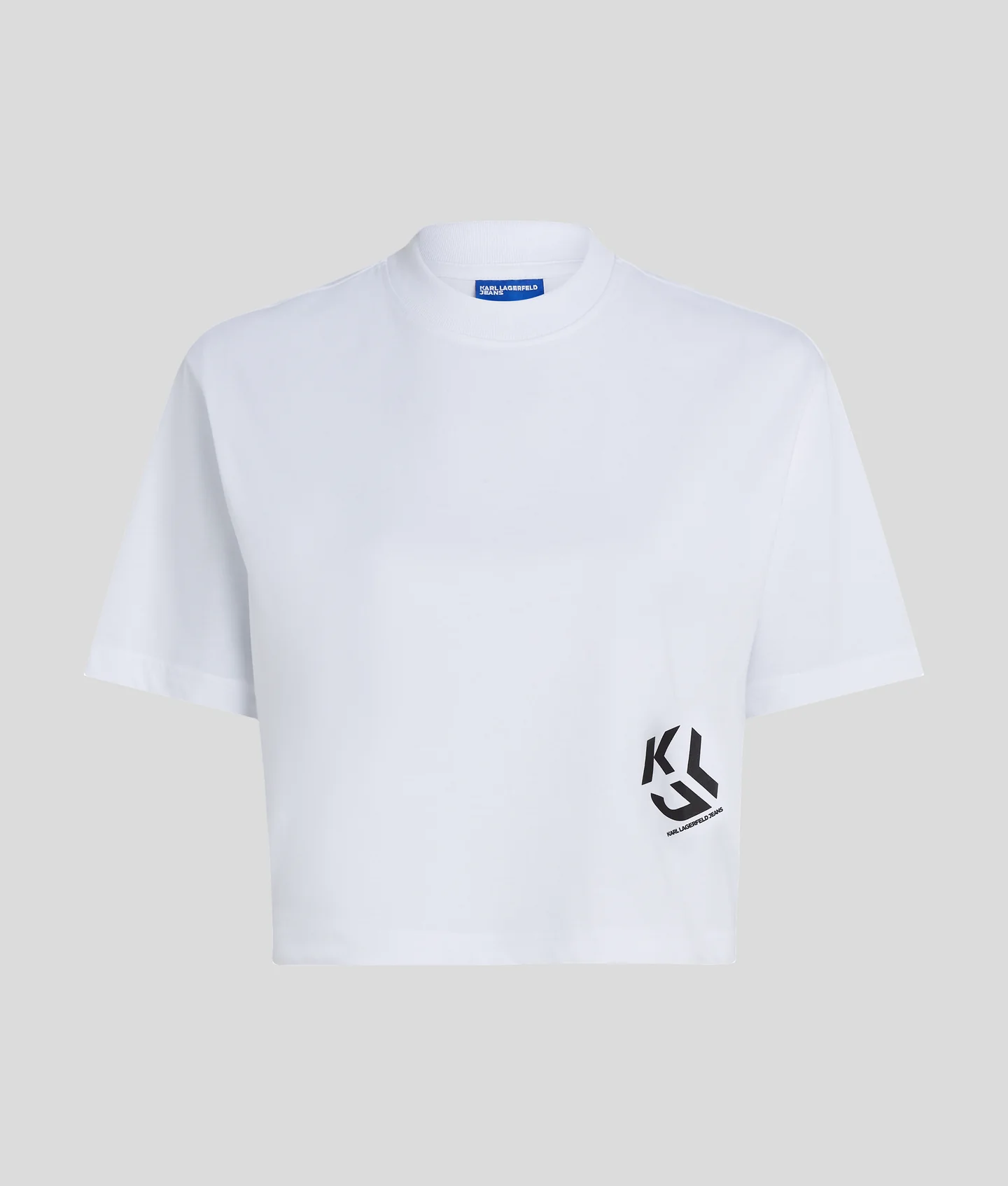 تیشرت کراپ زنانه کارل لاگرفلد مدل Monogram سفید - تصویر 5