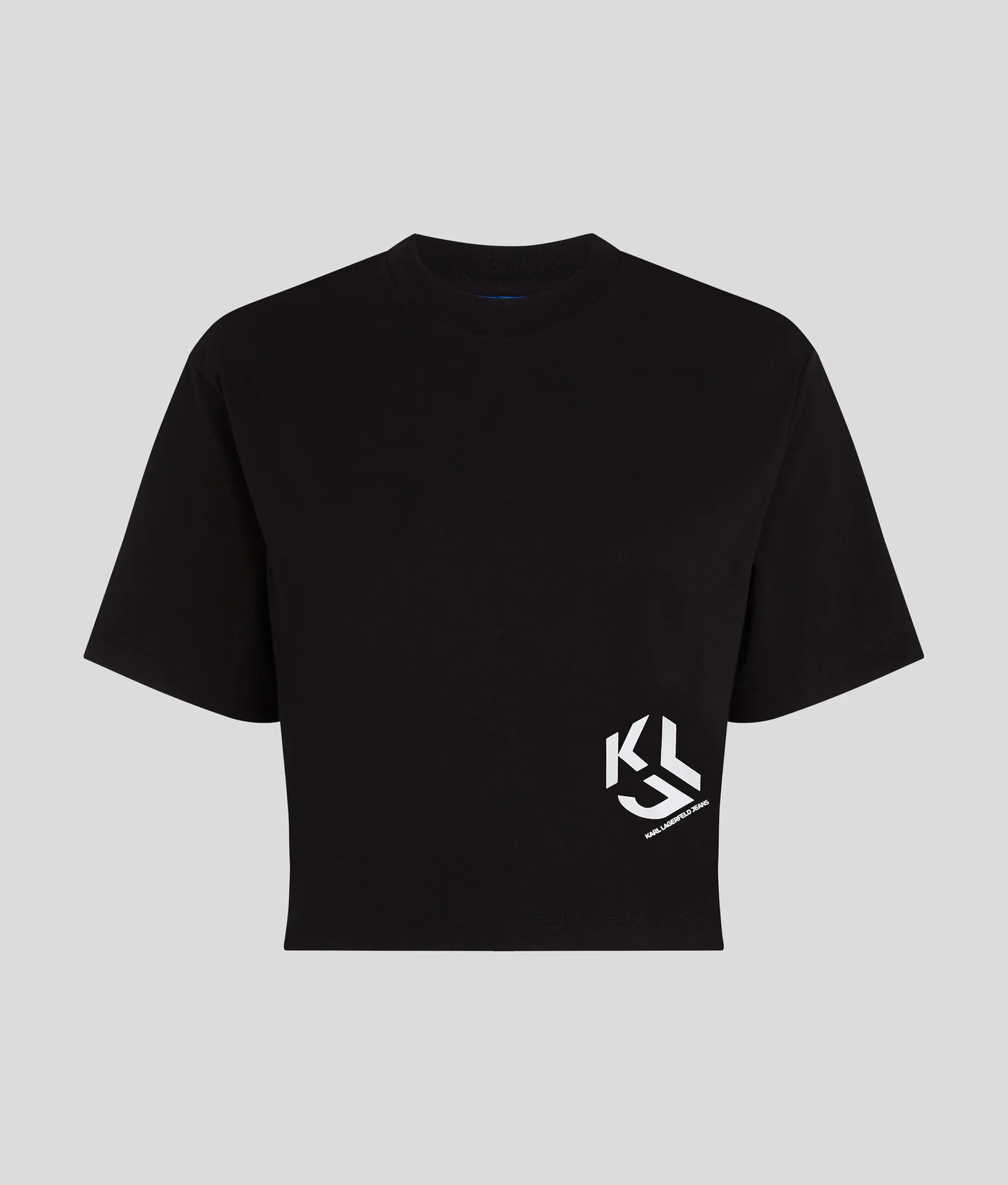تیشرت کراپ زنانه کارل لاگرفلد مدل Monogram مشکی - تصویر 5