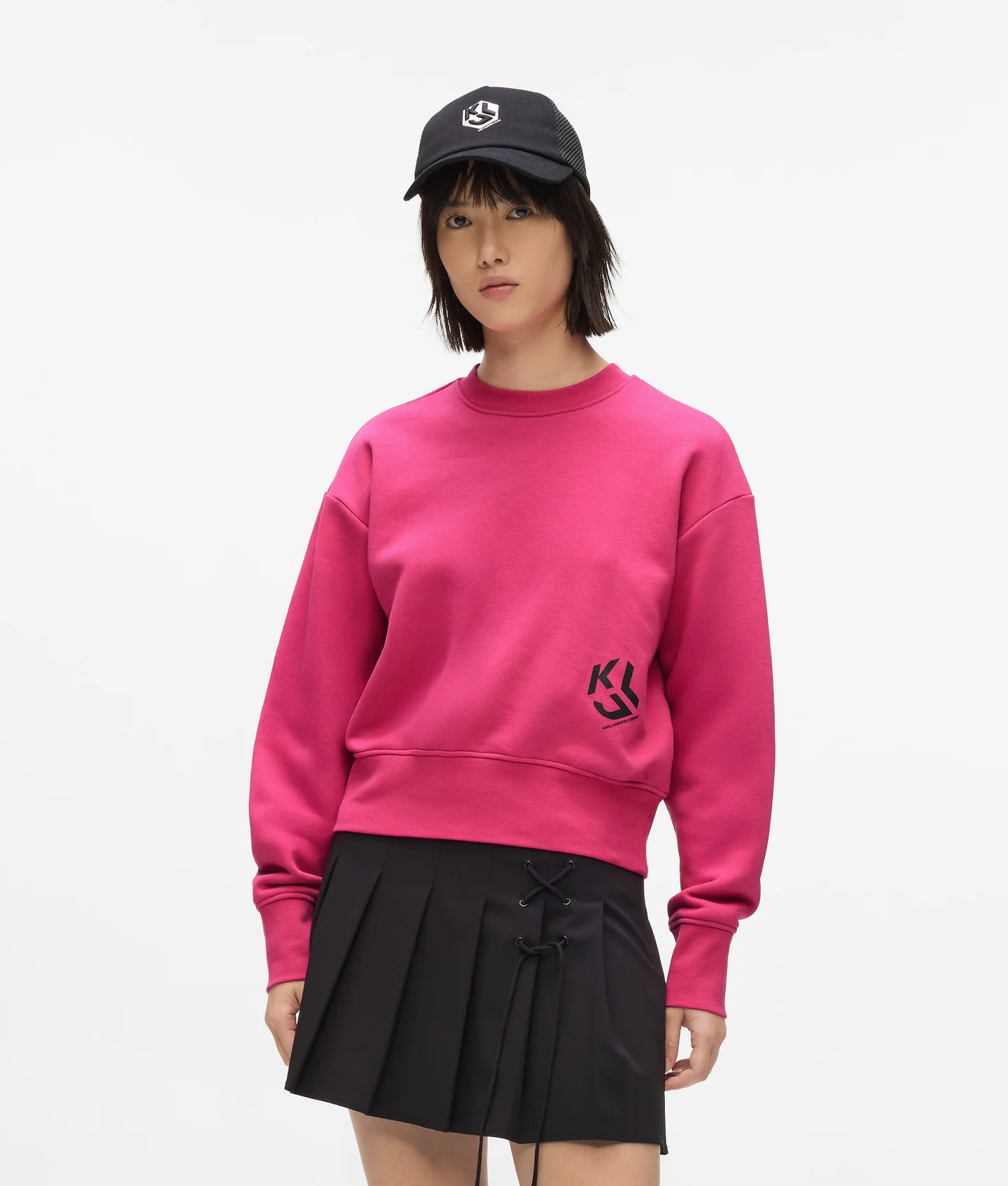 سویشرت زنانه کارل لاگرفلد مدل Monogram رنگ Very Berry - تصویر 2