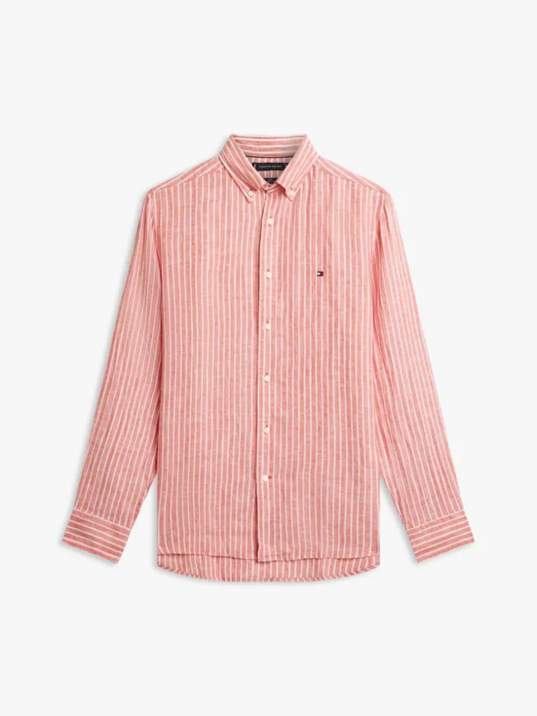 پیراهن لینن راهراه مردانه تامی هیلفیگر مدل Regular Fit Bengal Stripe - تصویر 5