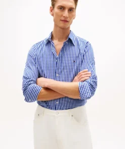 پیراهن مردانه چهارخانه تامی هیلفیگر مدل TH Flex Regular Fit Poplin