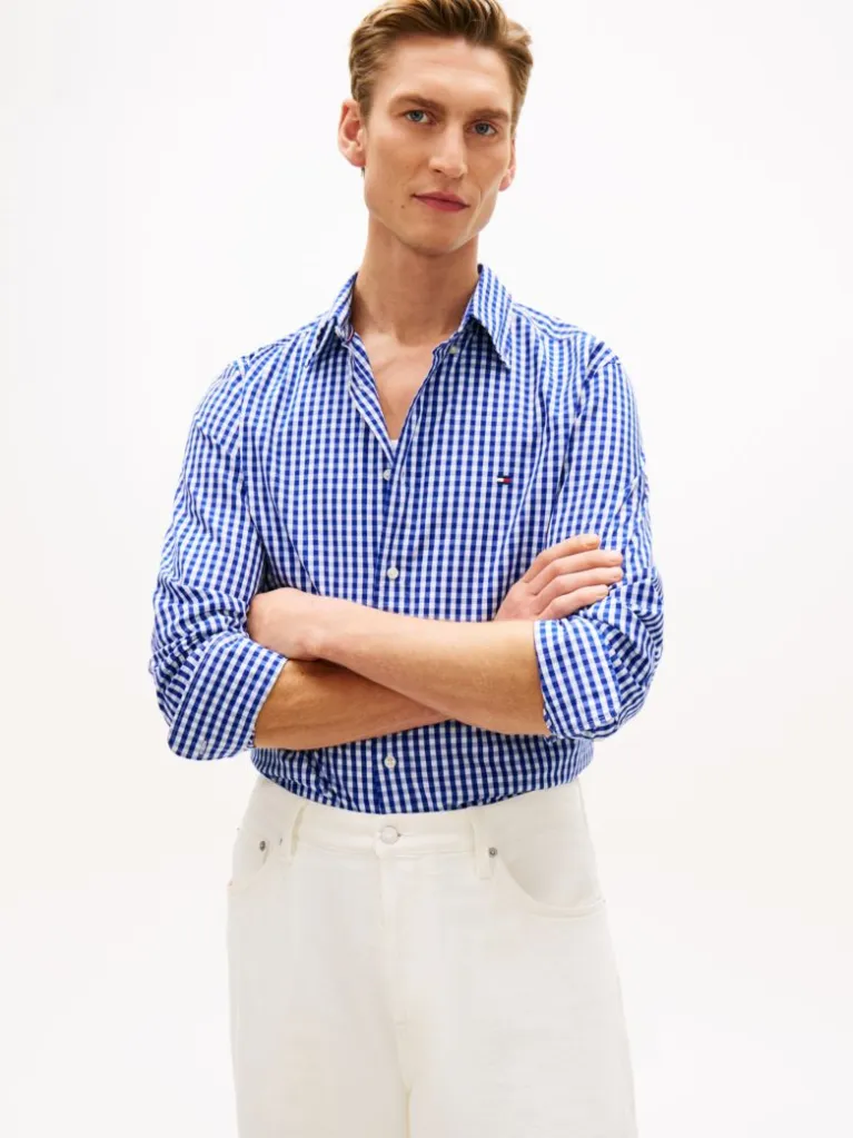 پیراهن مردانه چهارخانه تامی هیلفیگر مدل TH Flex Regular Fit Poplin