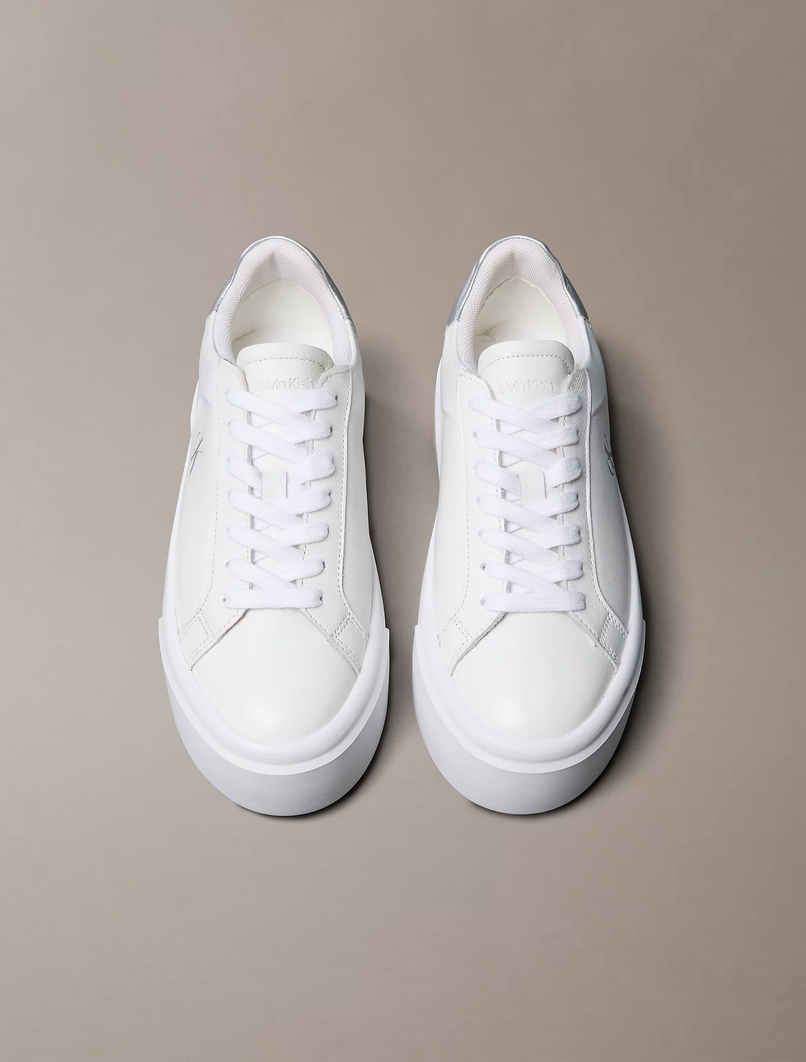 کتانی زنانه Calvin Klein Sienna Leather Platform Trainers - تصویر 5