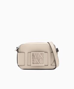 کیف دوشی زنانه آرمانی اکسچنج مدل Monogram Camera Case Beige