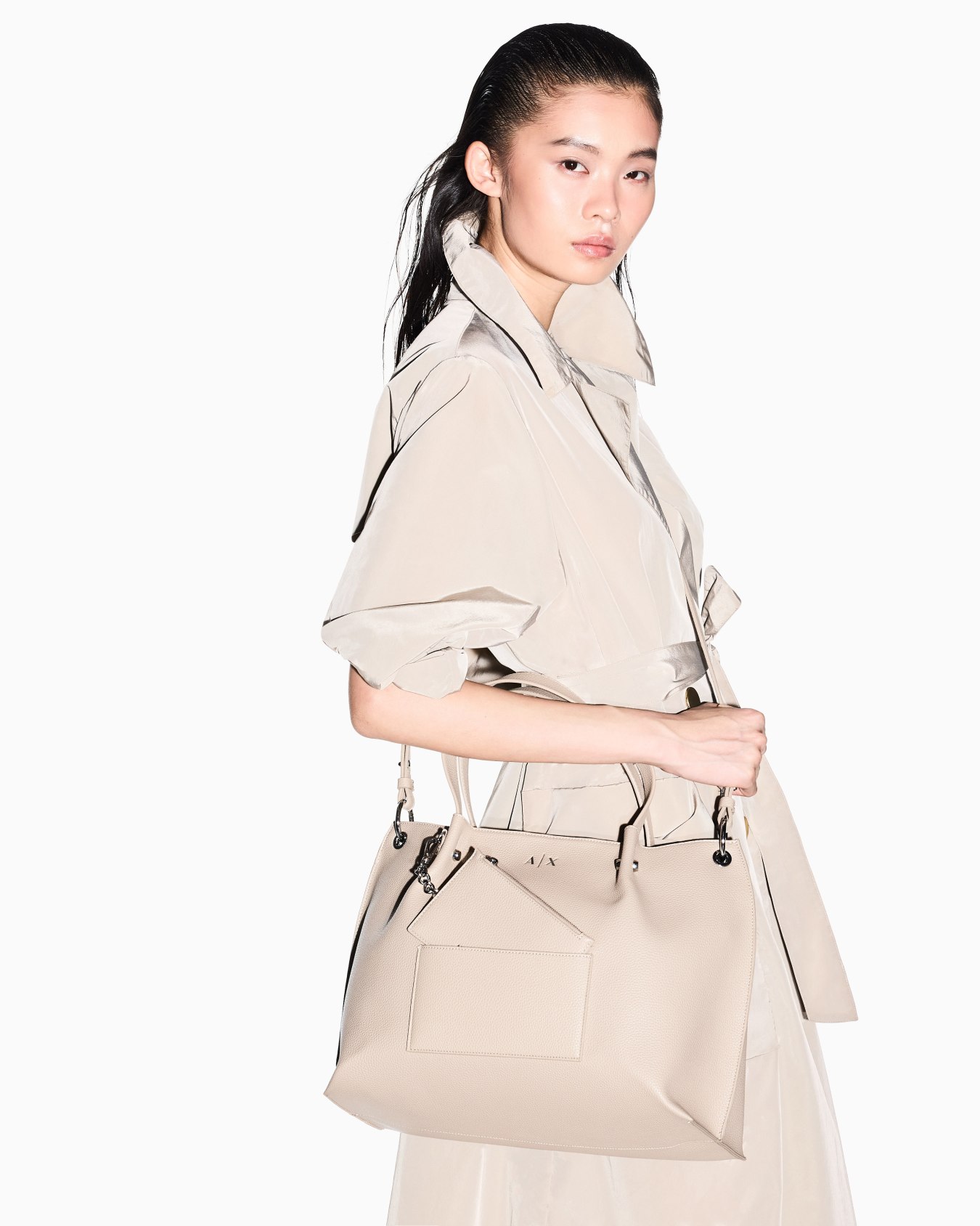 کیف شاپر زنانه آرمانی اکسچنج مدل Textured Fabric Shopper With - تصویر 7