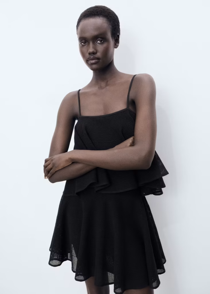 پیراهن کوتاه چین‌دار بافتنی Mango Ruffle Knit Dress