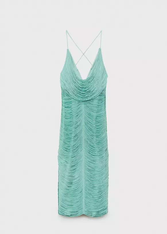 پیراهن میدی ریشهدار پشتباز Mango Fringed Dress with Low Back - تصویر 4