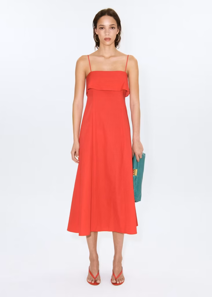 پیراهن میدی فون زنانه Mango Flared Midi Dress