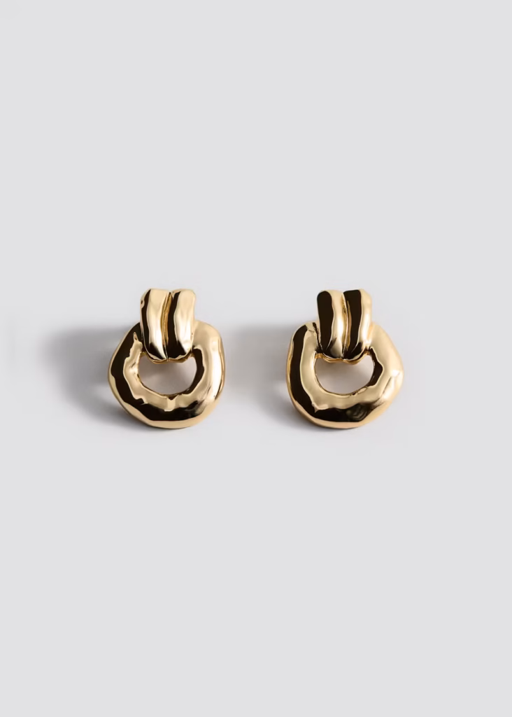 گوشواره حلقه‌ای بافت‌دار Mango Embossed Hoop Earrings