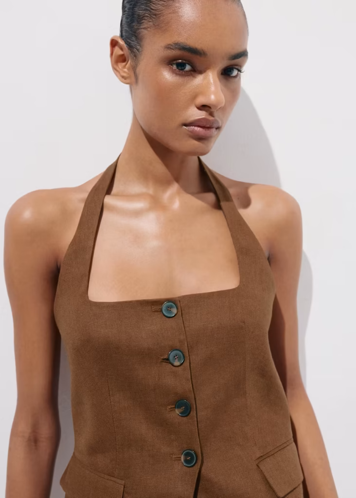 جلیقه کتان زنانه Mango Linen Suit Waistcoat
