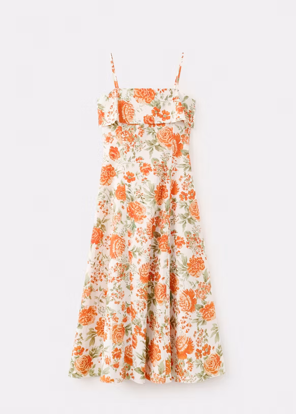 پیراهن میدی گلدار فون Mango Floral-Print Flared Dress - تصویر 4