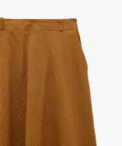 Alternative view of دامن بلند A-Line زنانه لینن‌لوک Koton قهوه‌ای