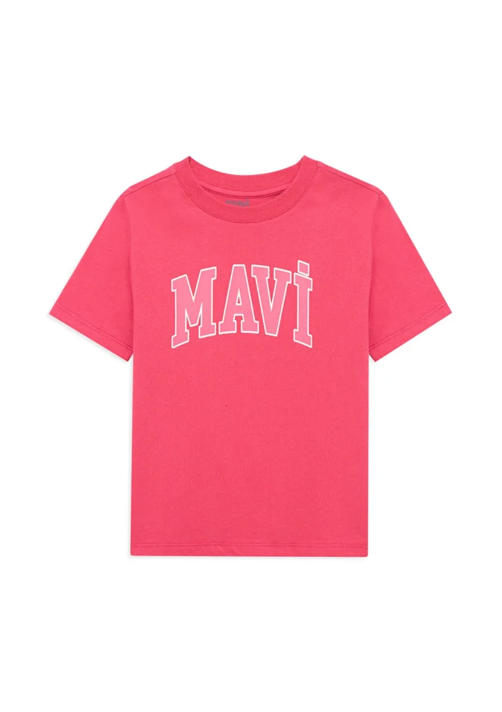 تیشرت دخترانه صورتی لوگودار Mavi Regular Fit