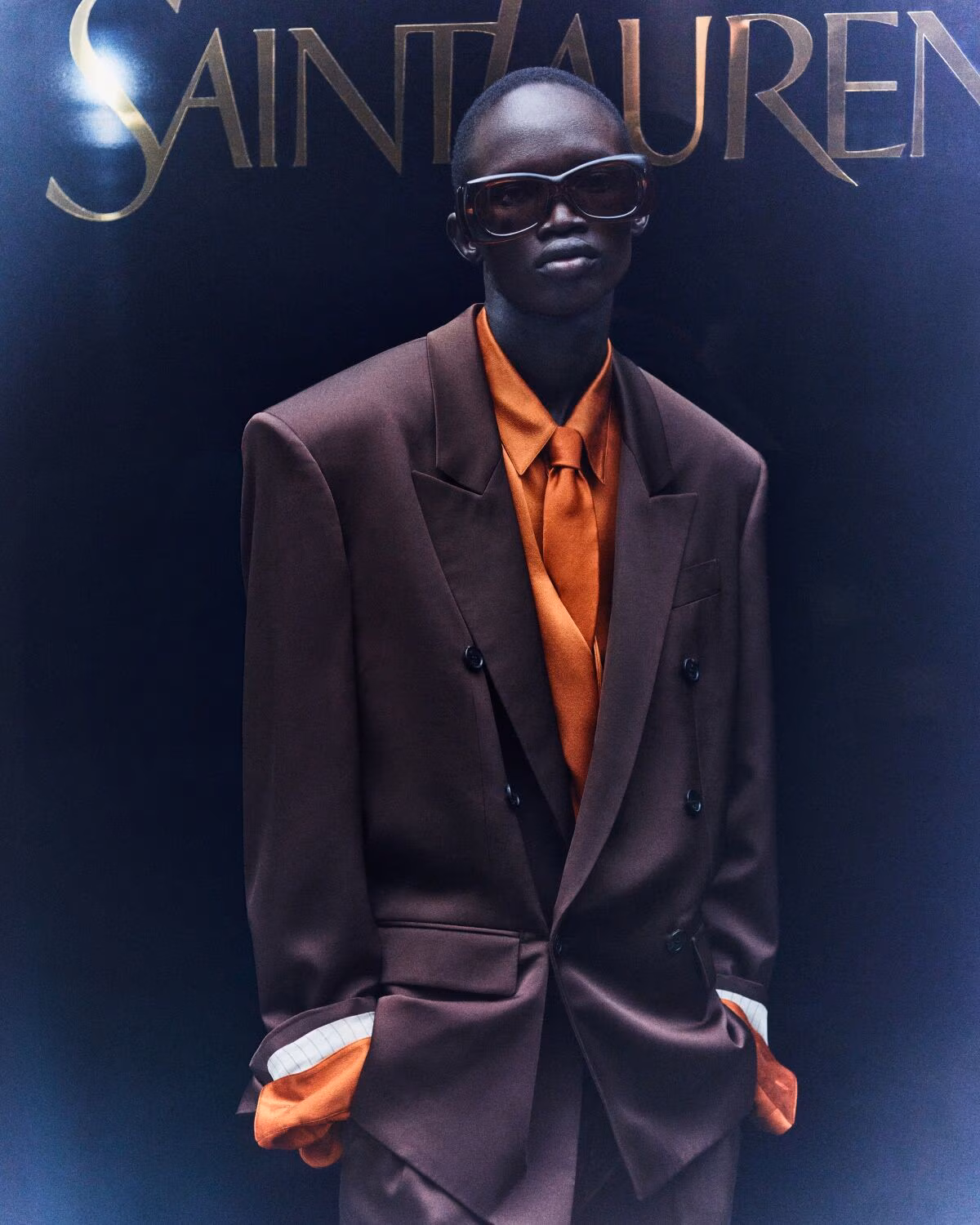 کت دو دکمه دوبل مردانه Saint Laurent مدل Double-Breasted Silk Jacket - تصویر 3