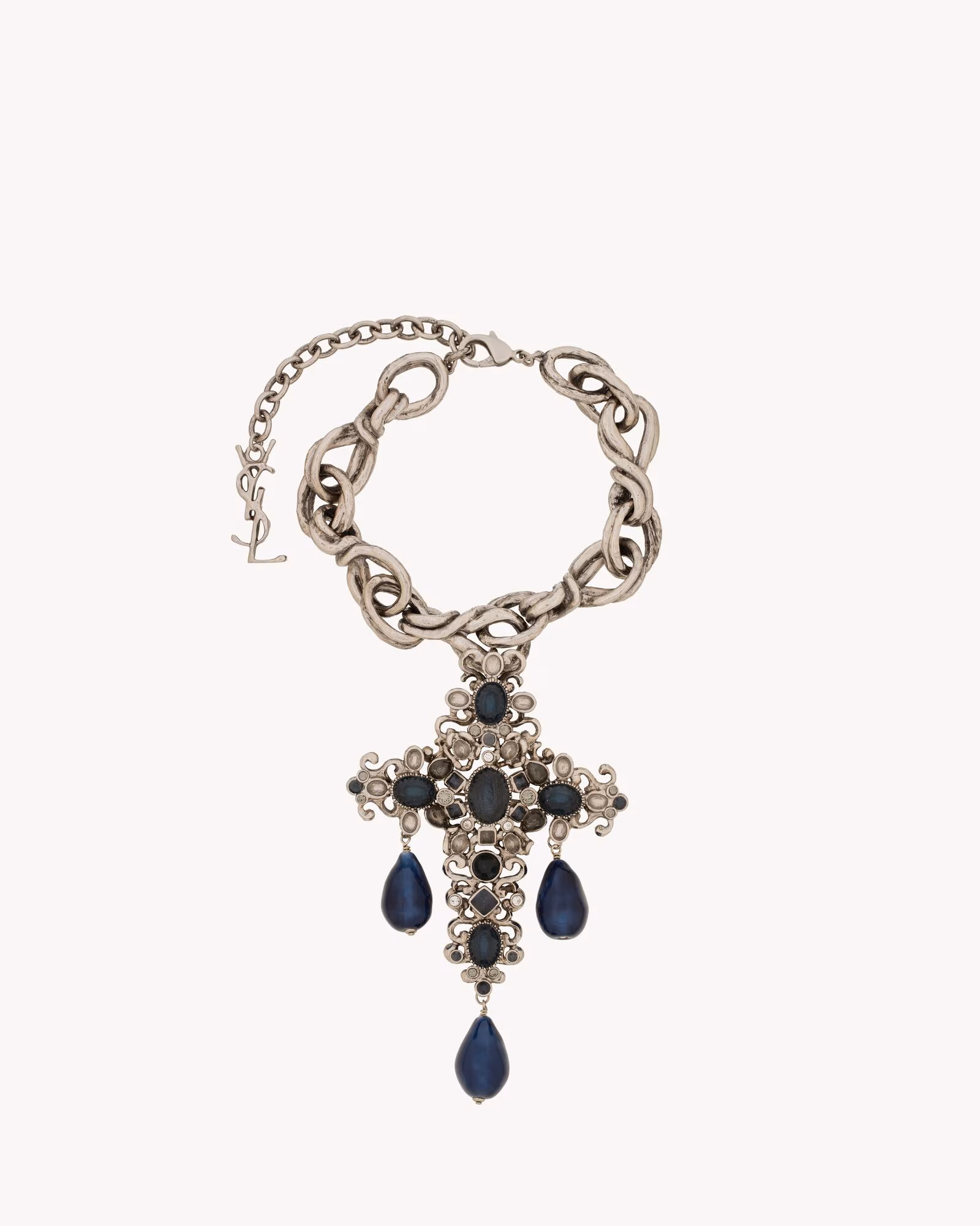 گردنبند زنانه Saint Laurent Crystal Cross