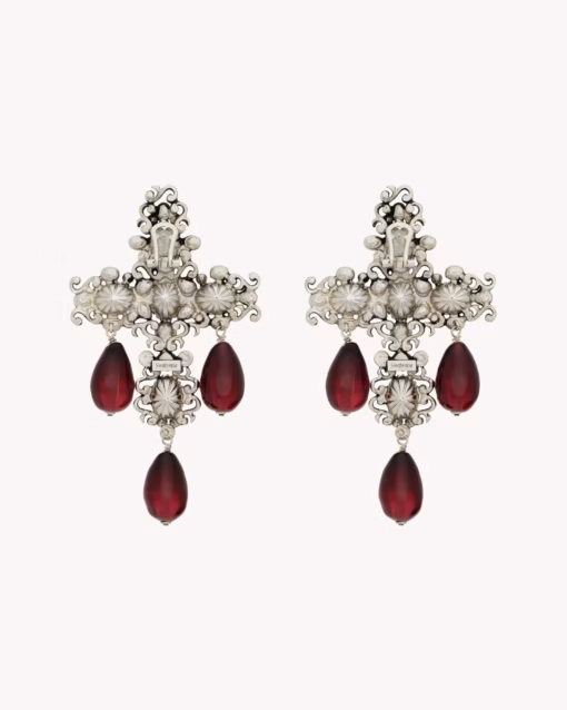 گوشواره زنانه Saint Laurent Crystal Cross