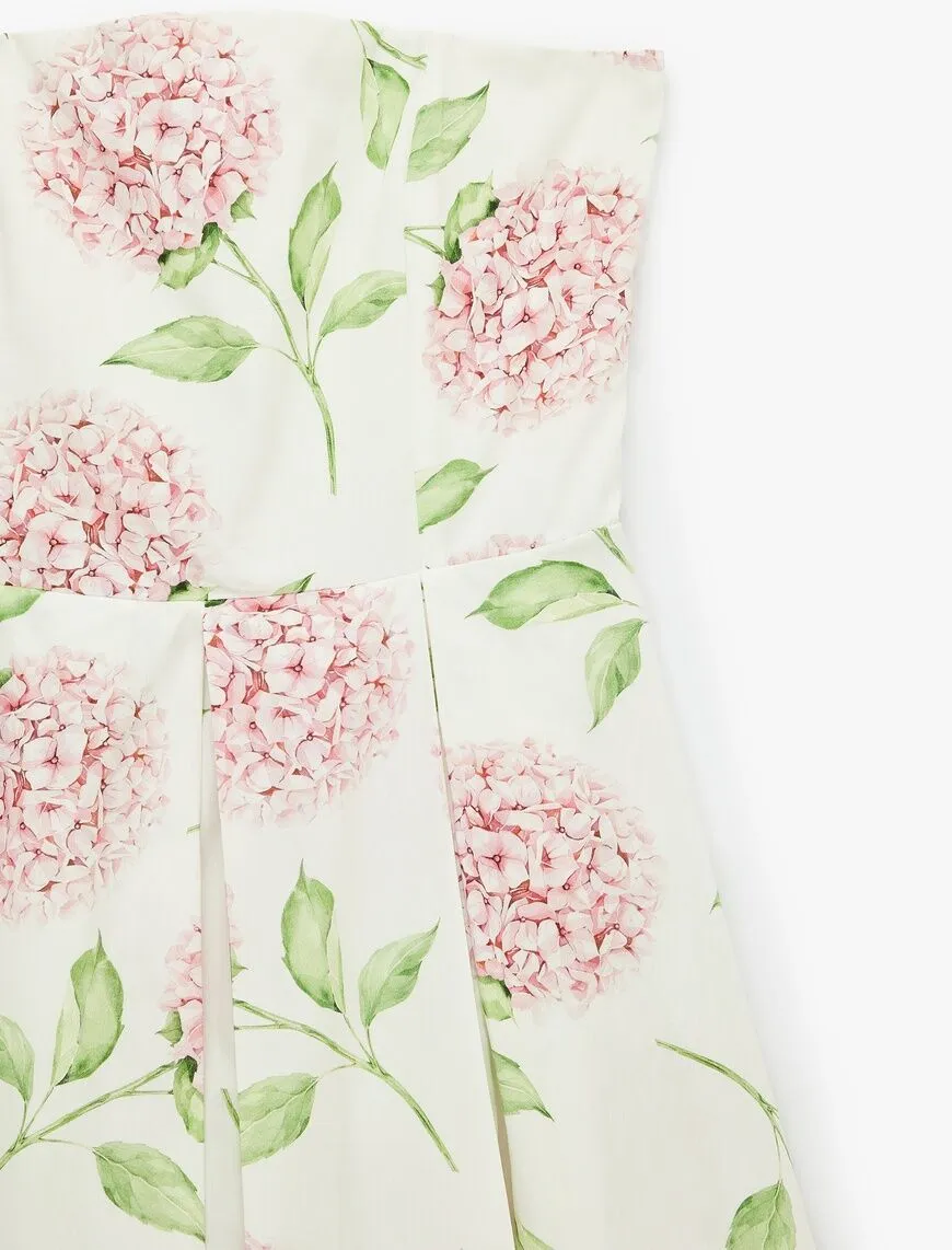 پیراهن میدی زنانه گلدار بدون بند Koton X Sibil Çetinkaya مدل Poplin Floral Strapless Midi Dress - تصویر 3