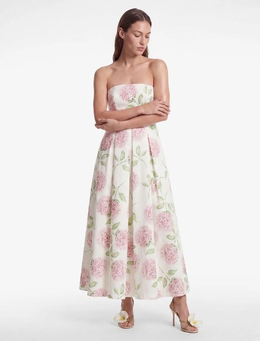 پیراهن میدی زنانه گلدار بدون بند Koton X Sibil Çetinkaya مدل Poplin Floral Strapless Midi Dress - تصویر 2