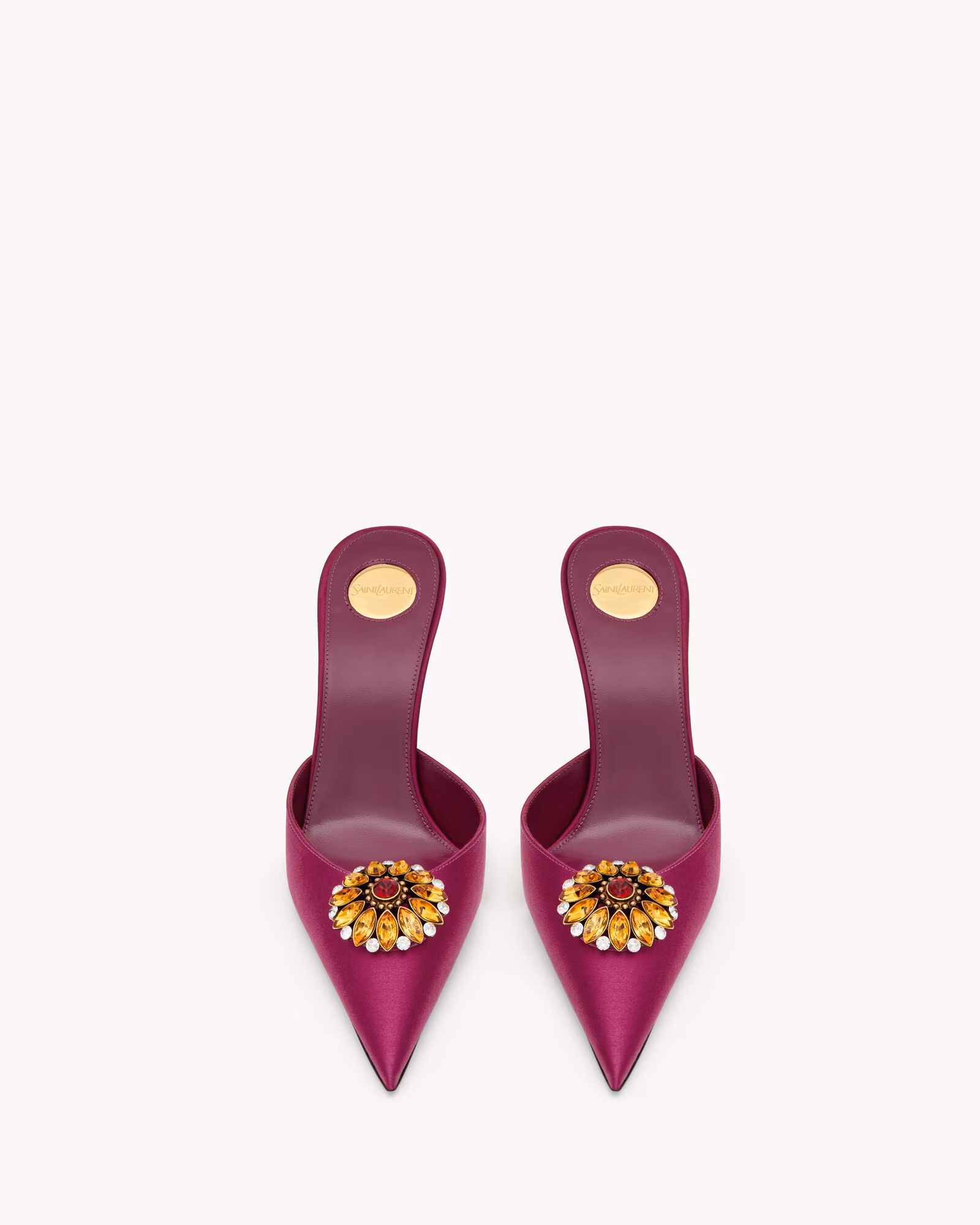 صندل زنانه Saint Laurent مدل COSMO Satin Crystal Mule - تصویر 5