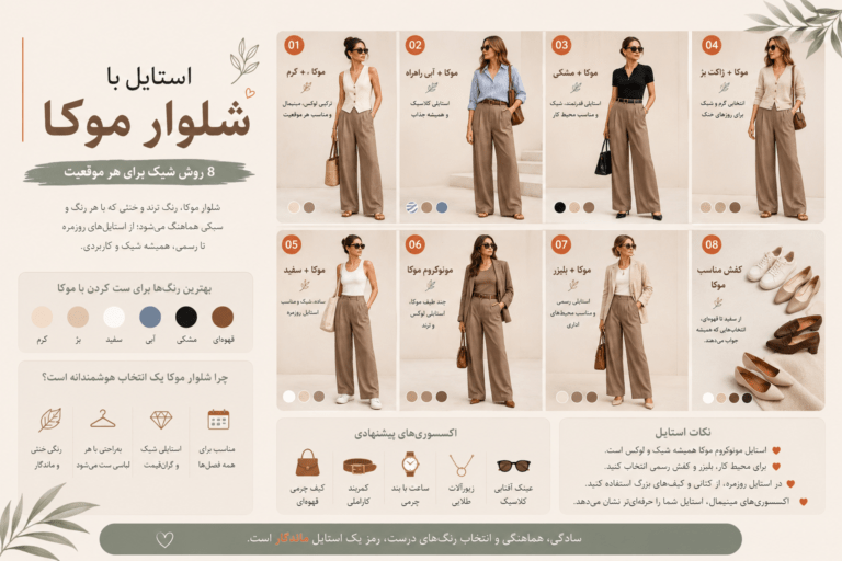 شلوار موکا را چگونه استایل کنیم؟ ۸ ترکیب شیک با رنگ ترند سال