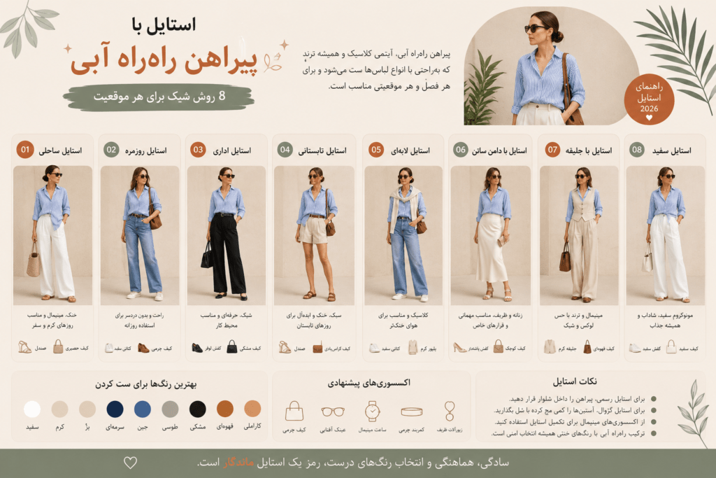 استایل پیراهن راهراه آبی