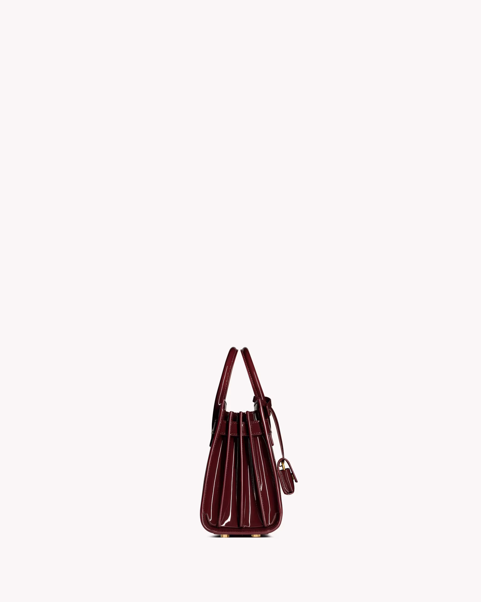 کیف زنانه Saint Laurent مدل SAC DE JOUR Nano Patent Leather رنگ Dark Red Wine - تصویر 3