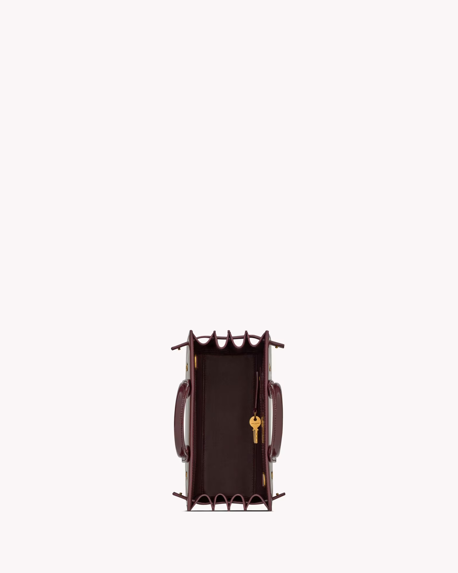 کیف زنانه Saint Laurent مدل SAC DE JOUR Nano Patent Leather رنگ Dark Red Wine - تصویر 4