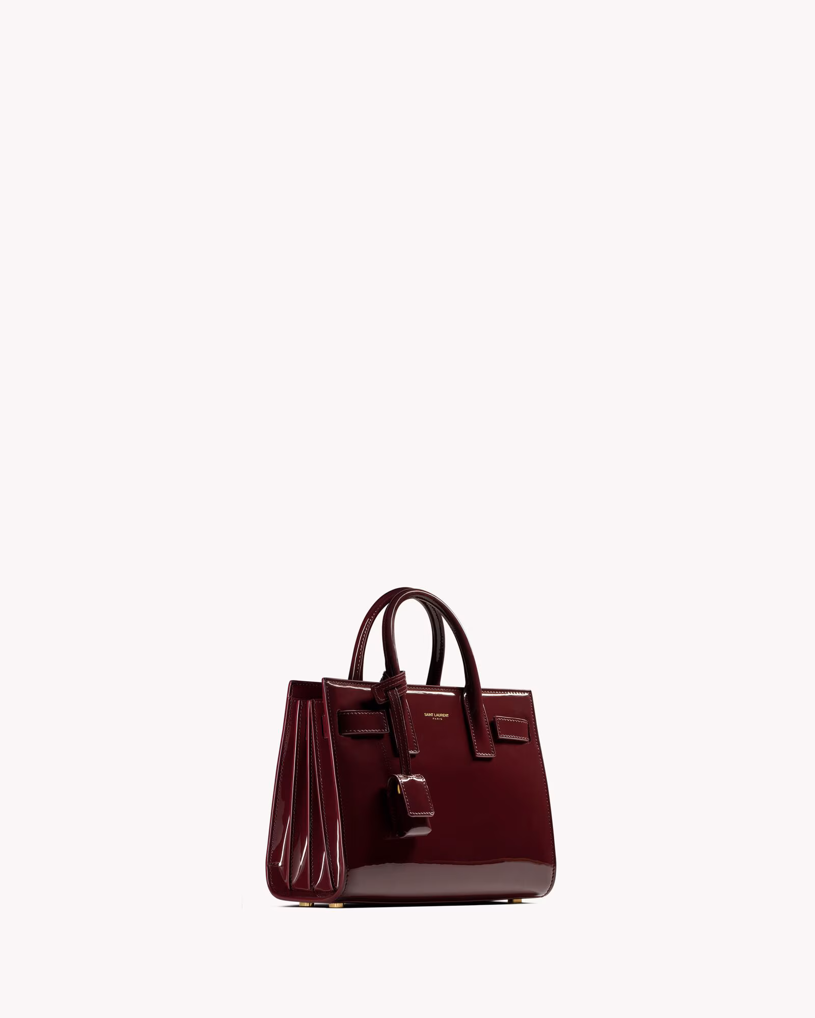 کیف زنانه Saint Laurent مدل SAC DE JOUR Nano Patent Leather رنگ Dark Red Wine - تصویر 5