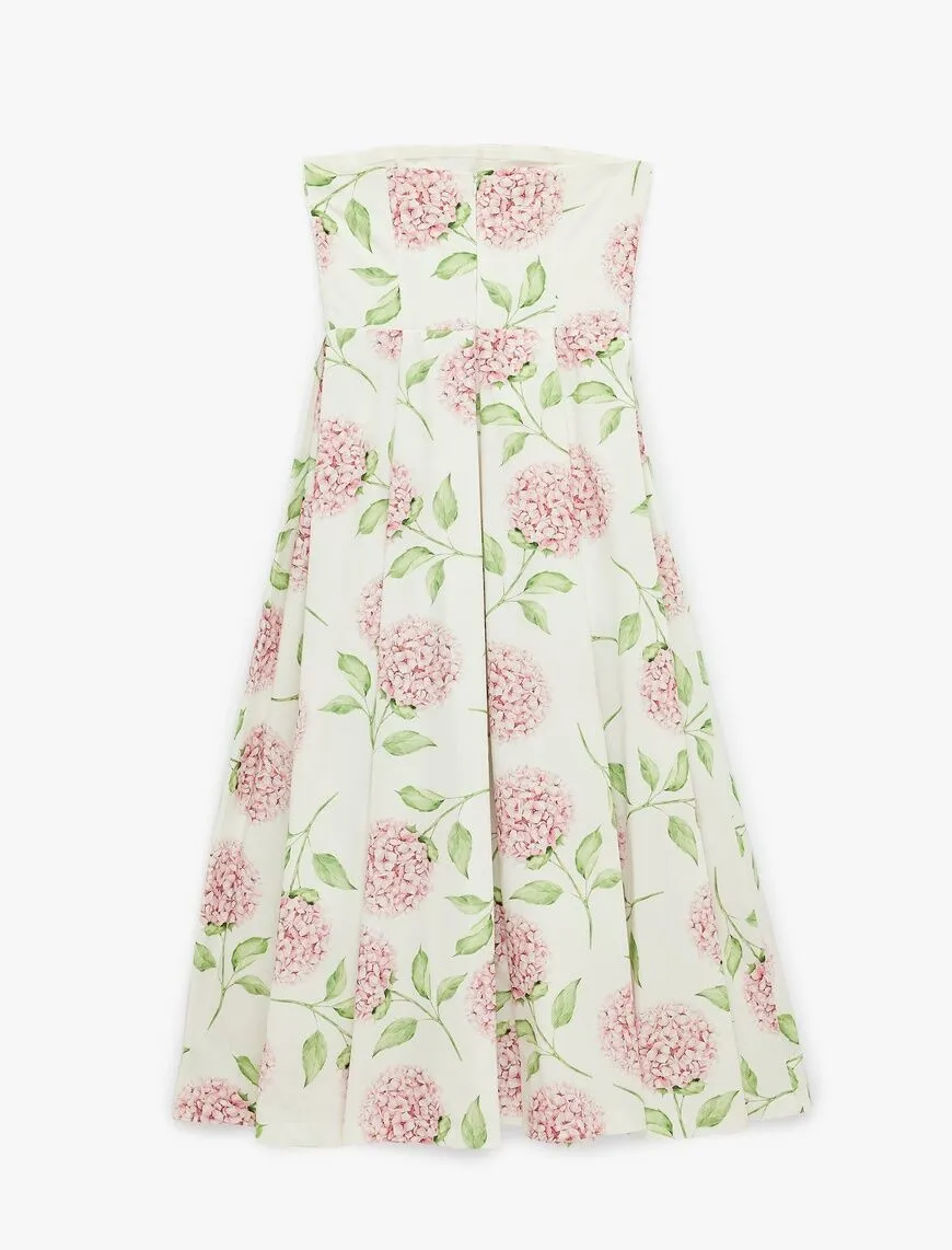 پیراهن میدی زنانه گلدار بدون بند Koton X Sibil Çetinkaya مدل Poplin Floral Strapless Midi Dress - تصویر 4