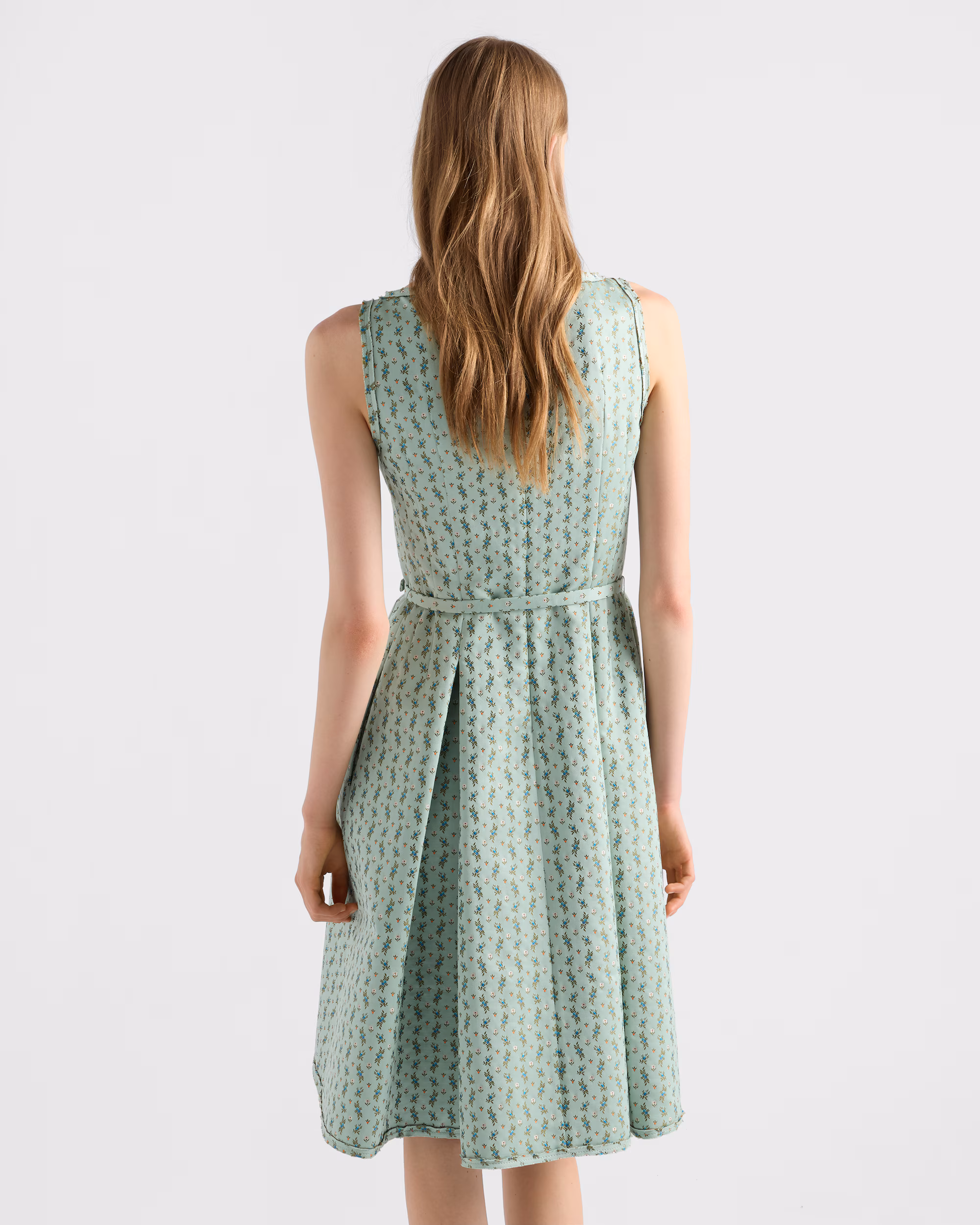 پیراهن ساتن دوشس Prada با چاپ گلدار Duchess Satin Dress with Floral Print - تصویر 5
