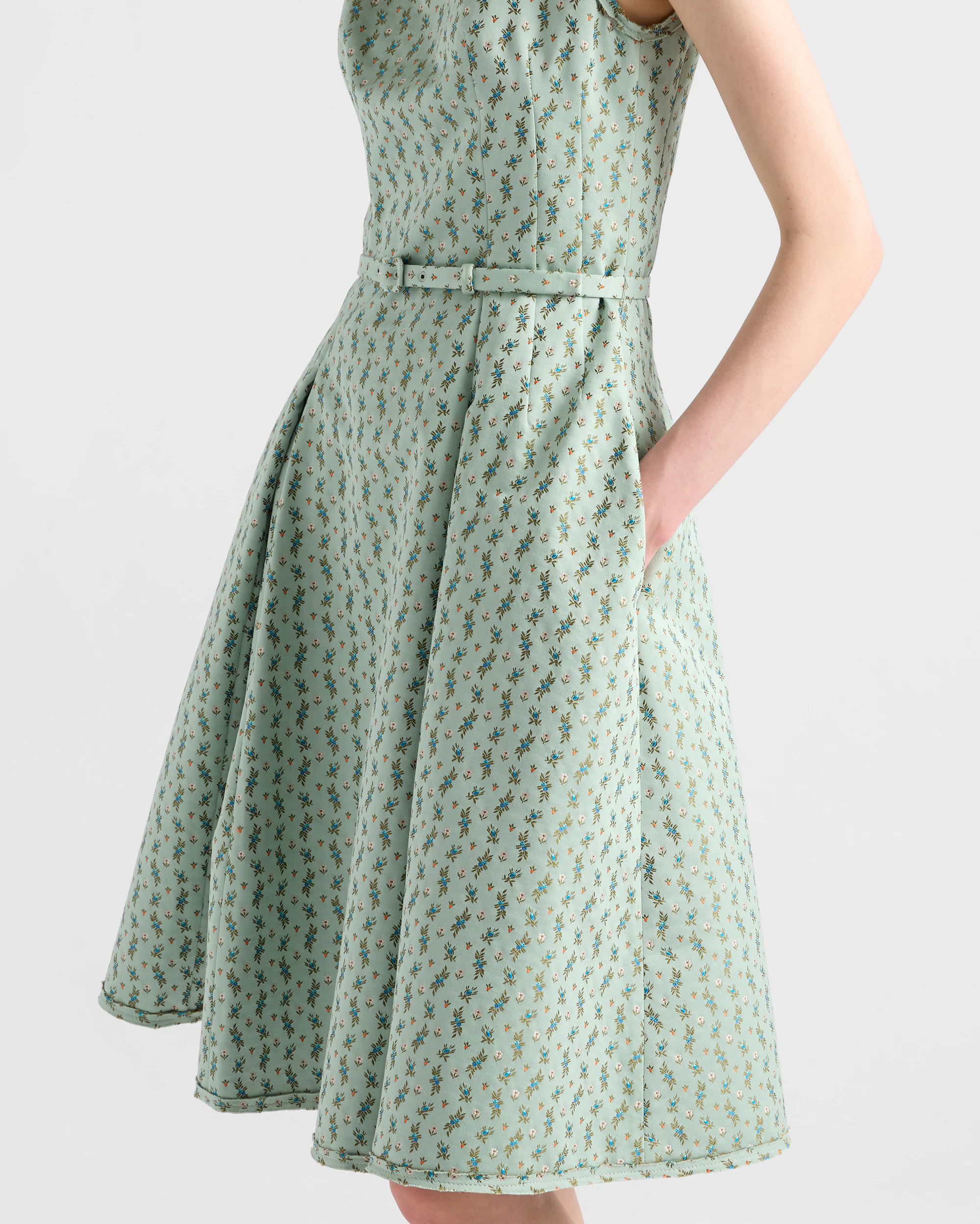 پیراهن ساتن دوشس Prada با چاپ گلدار Duchess Satin Dress with Floral Print - تصویر 2