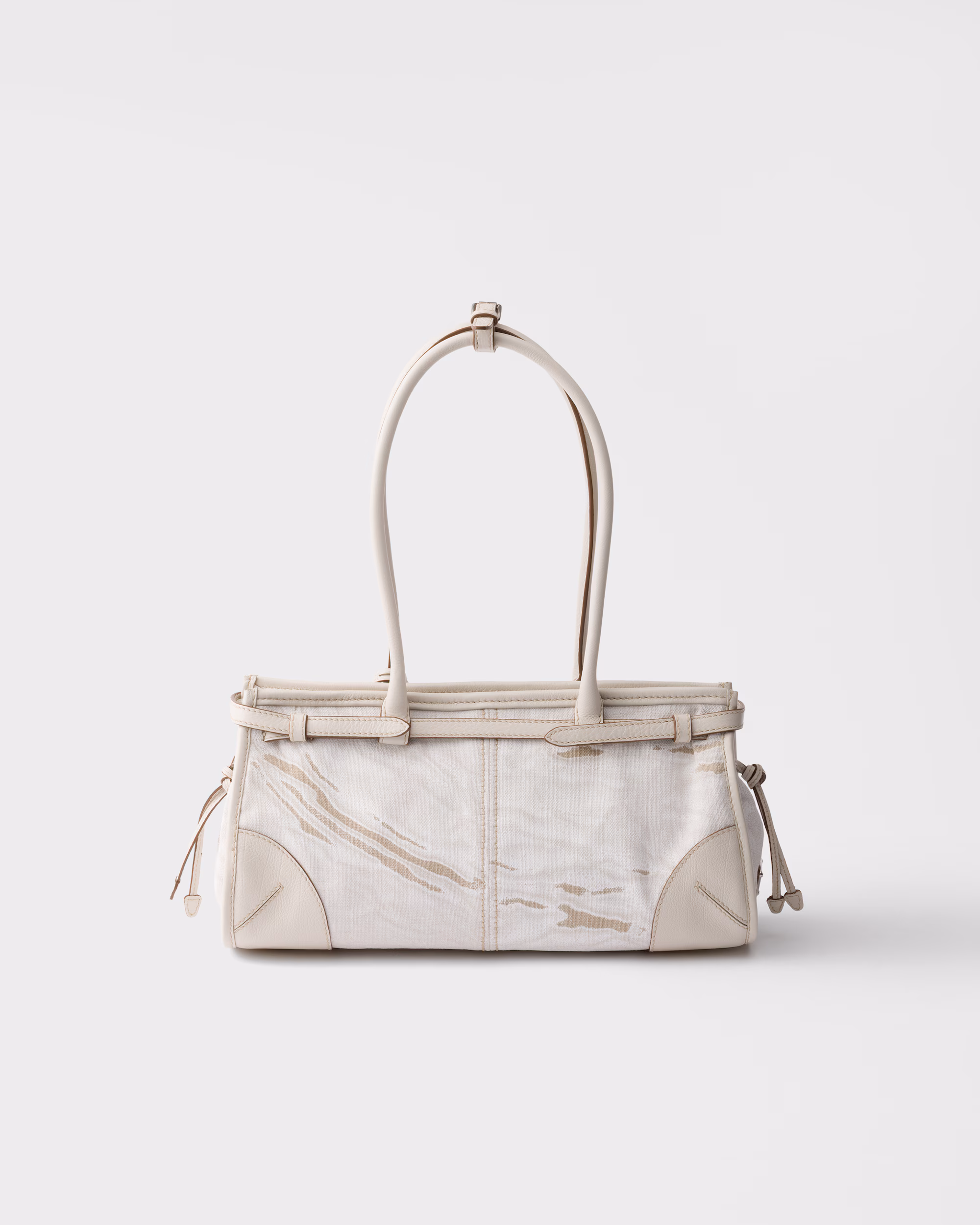 کیف دستی متوسط Prada Bonnie از جنس کتان چاپی و چرم - تصویر 3